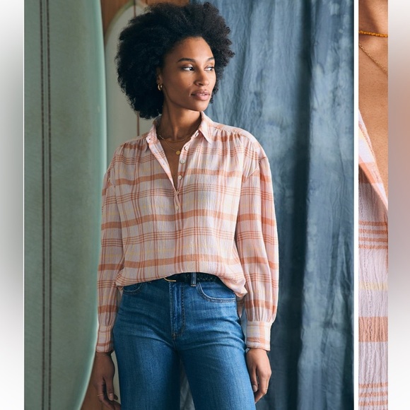 Faherty Tops - Faherty Olli Check Shirt long sleeve button down up plaid shirt small NWT